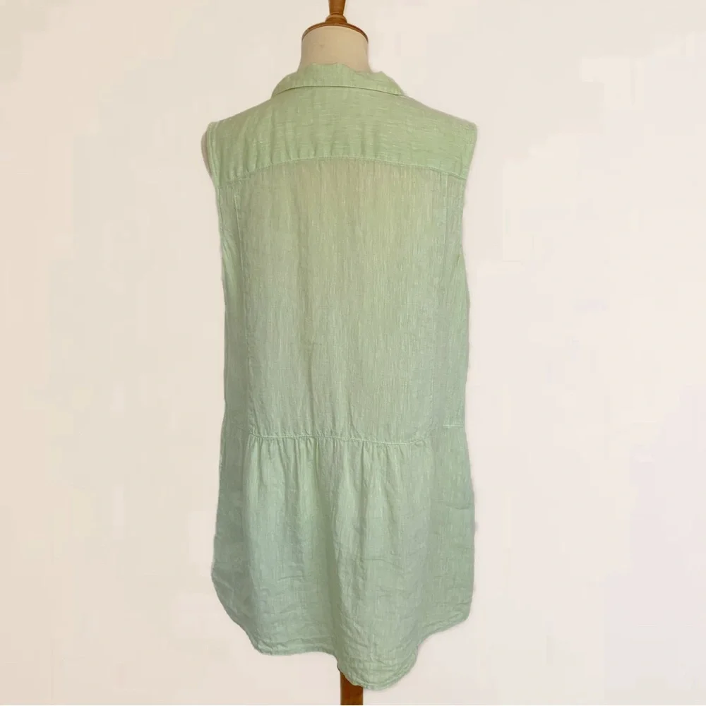 J. Jill Love Linen Peplum Back Button Front Sleeveless Tunic Classic Collar - Picture 6 of 9